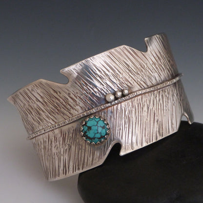 Sterling Silver and Turquoise Feather Cuff