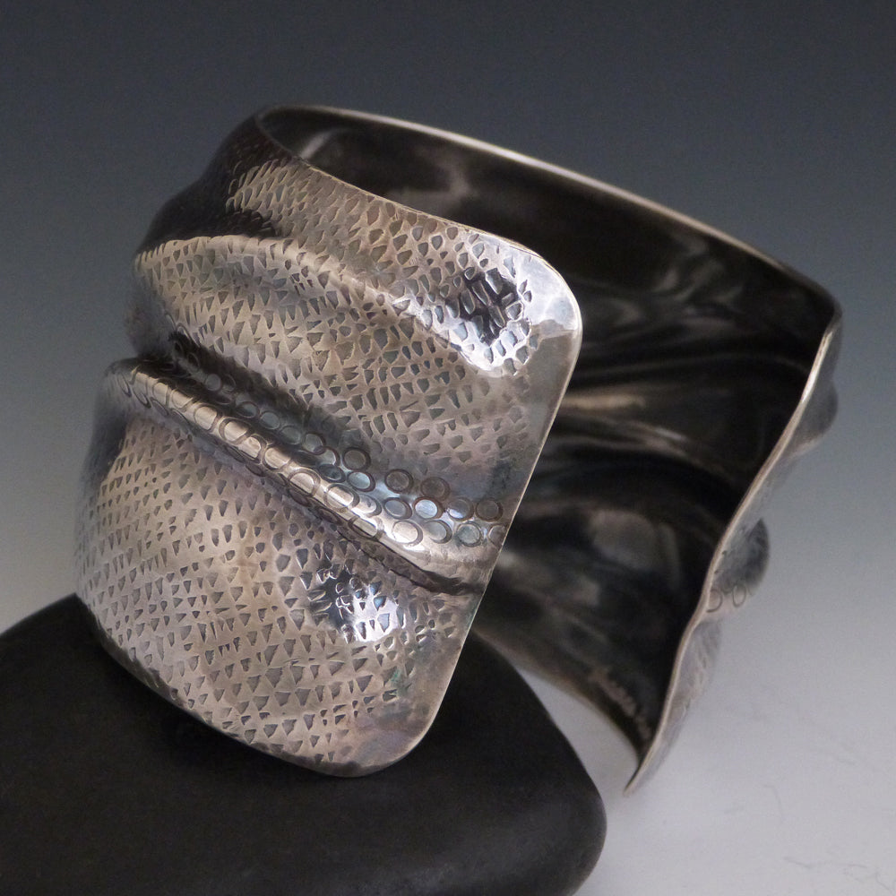 Sterling Silver Folded Fabric Cuff