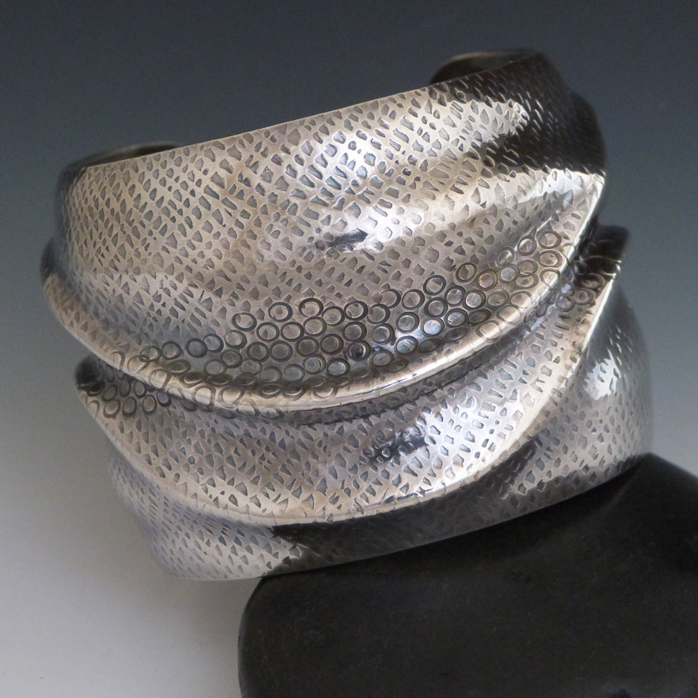 Sterling Silver Folded Fabric Cuff