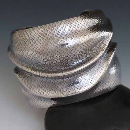 Sterling Silver Folded Fabric Cuff