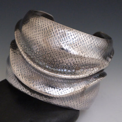 Sterling Silver Folded Fabric Cuff