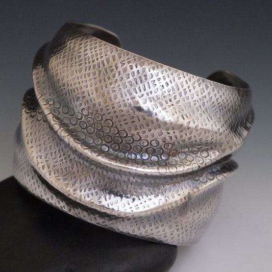 Sterling Silver Folded Fabric Cuff