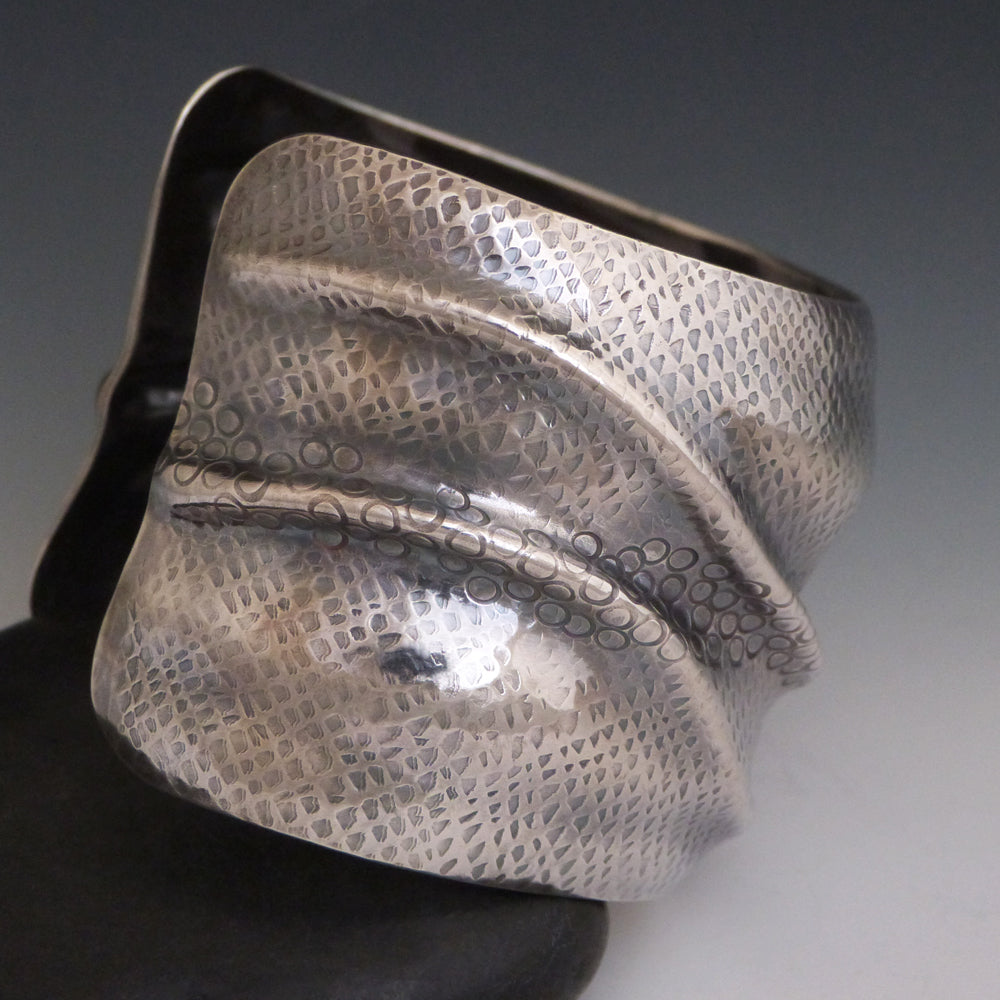 Sterling Silver Folded Fabric Cuff