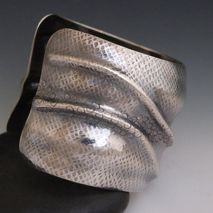 Sterling Silver Folded Fabric Cuff