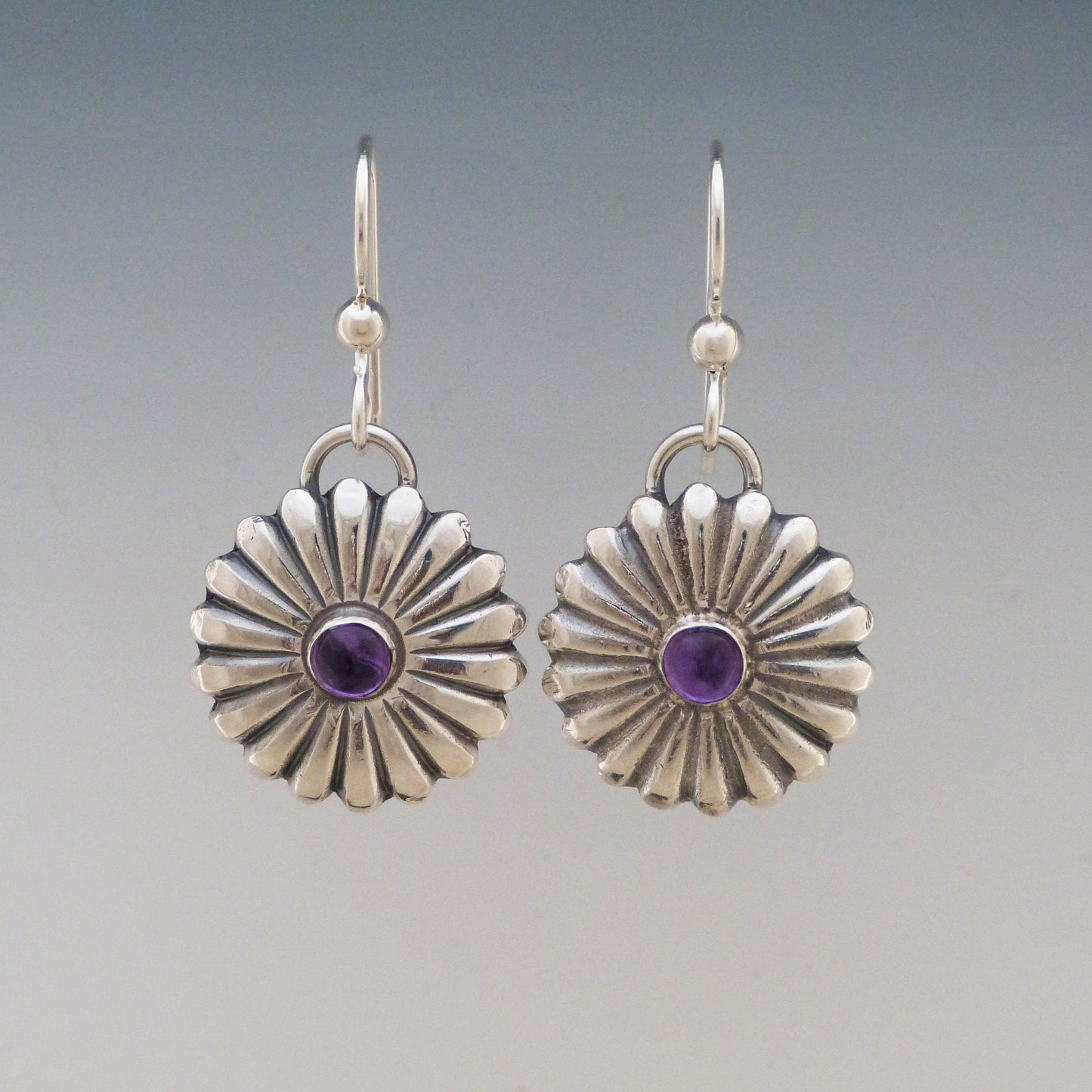Amethyst Concho Style Earrings