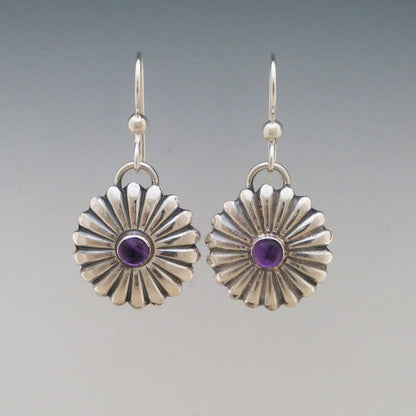 Amethyst Concho Style Earrings