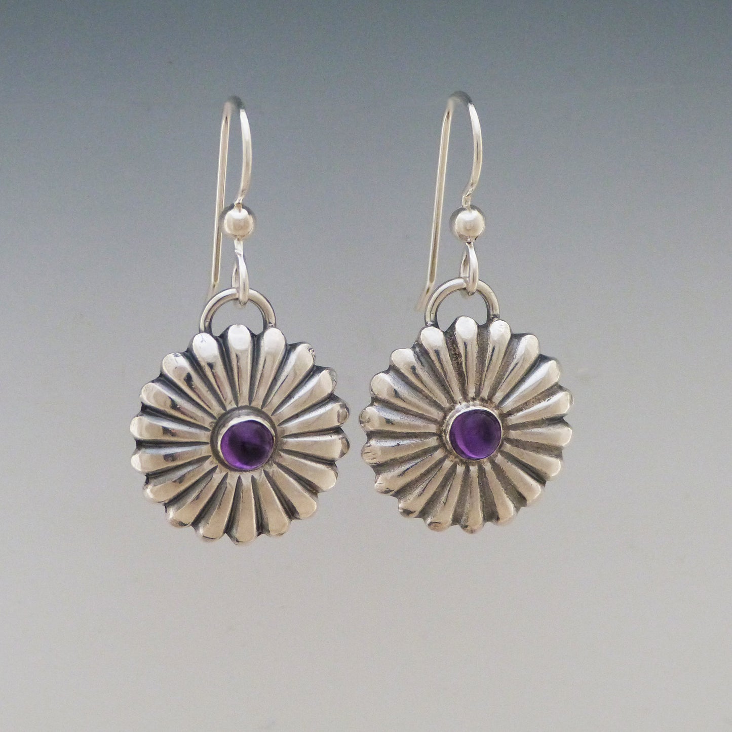 Amethyst Concho Style Earrings