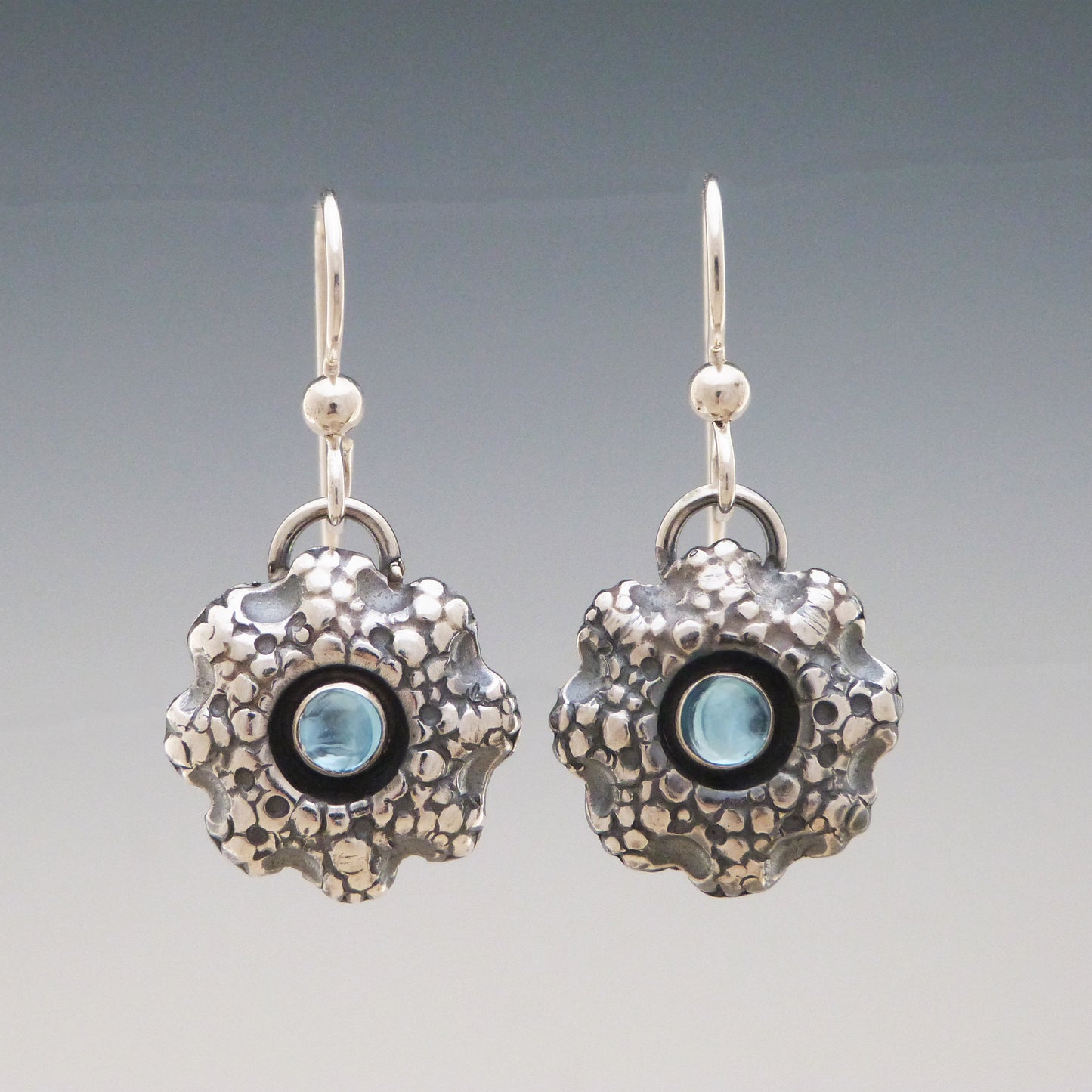 Sea Coral Ice Blue Topaz Earrings
