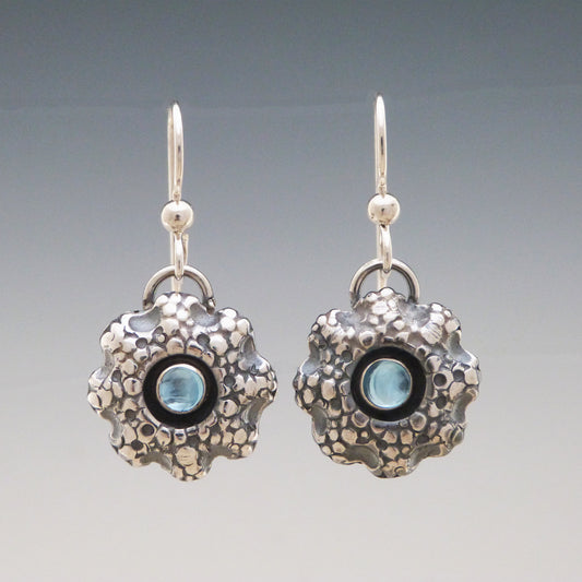 Sea Coral Ice Blue Topaz Earrings