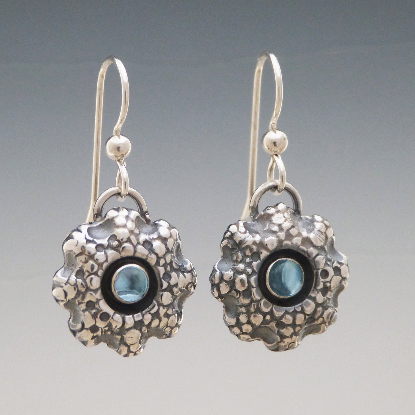 Sea Coral Ice Blue Topaz Earrings