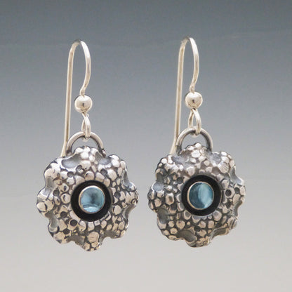Sea Coral Ice Blue Topaz Earrings