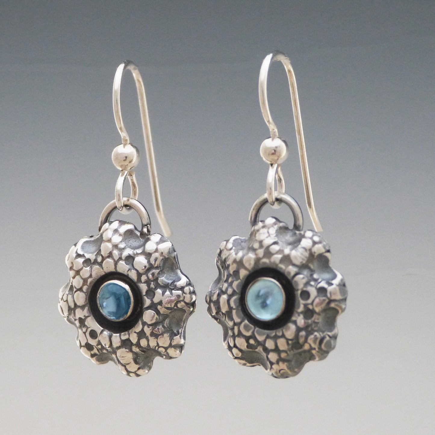 Sea Coral Ice Blue Topaz Earrings
