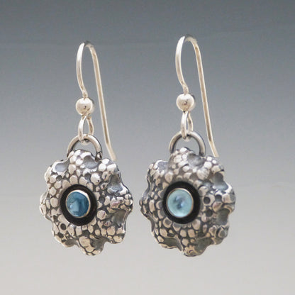Sea Coral Ice Blue Topaz Earrings