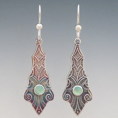 Green Chrysoprase Art Nouveau Earrings