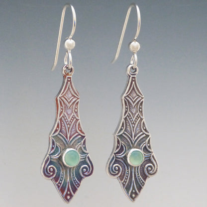 Green Chrysoprase Art Nouveau Earrings