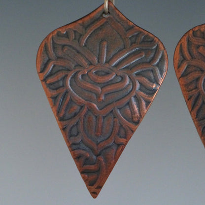 Copper Lotus Flower Earrings