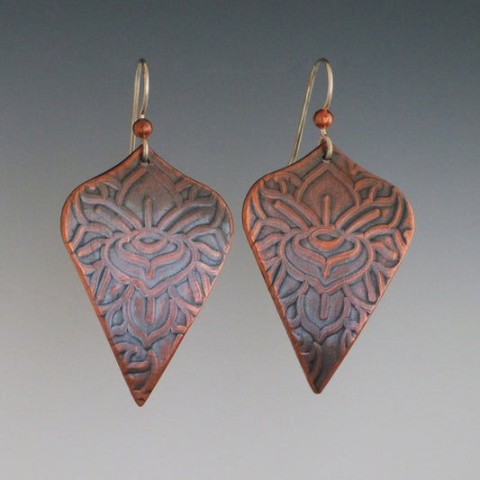 Copper Lotus Flower Earrings