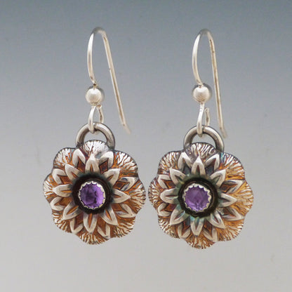Amethyst Floral Bloom Earrings