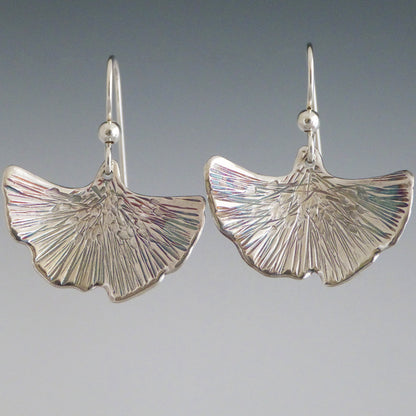 Silver Ginkgo Earrings