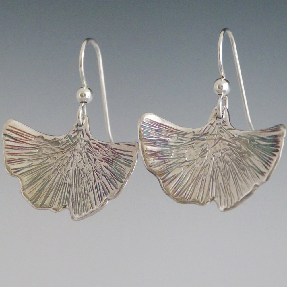Silver Ginkgo Earrings