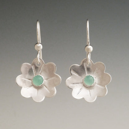 Chrysoprase Gemstone Flower Earrings