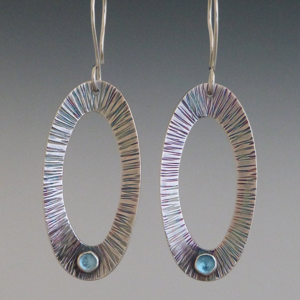 Sterling Silver hammered Topaz Earrings