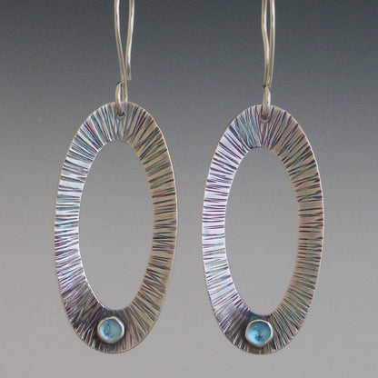 Sterling Silver hammered Topaz Earrings