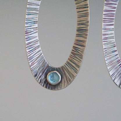 Sterling Silver hammered Topaz Earrings