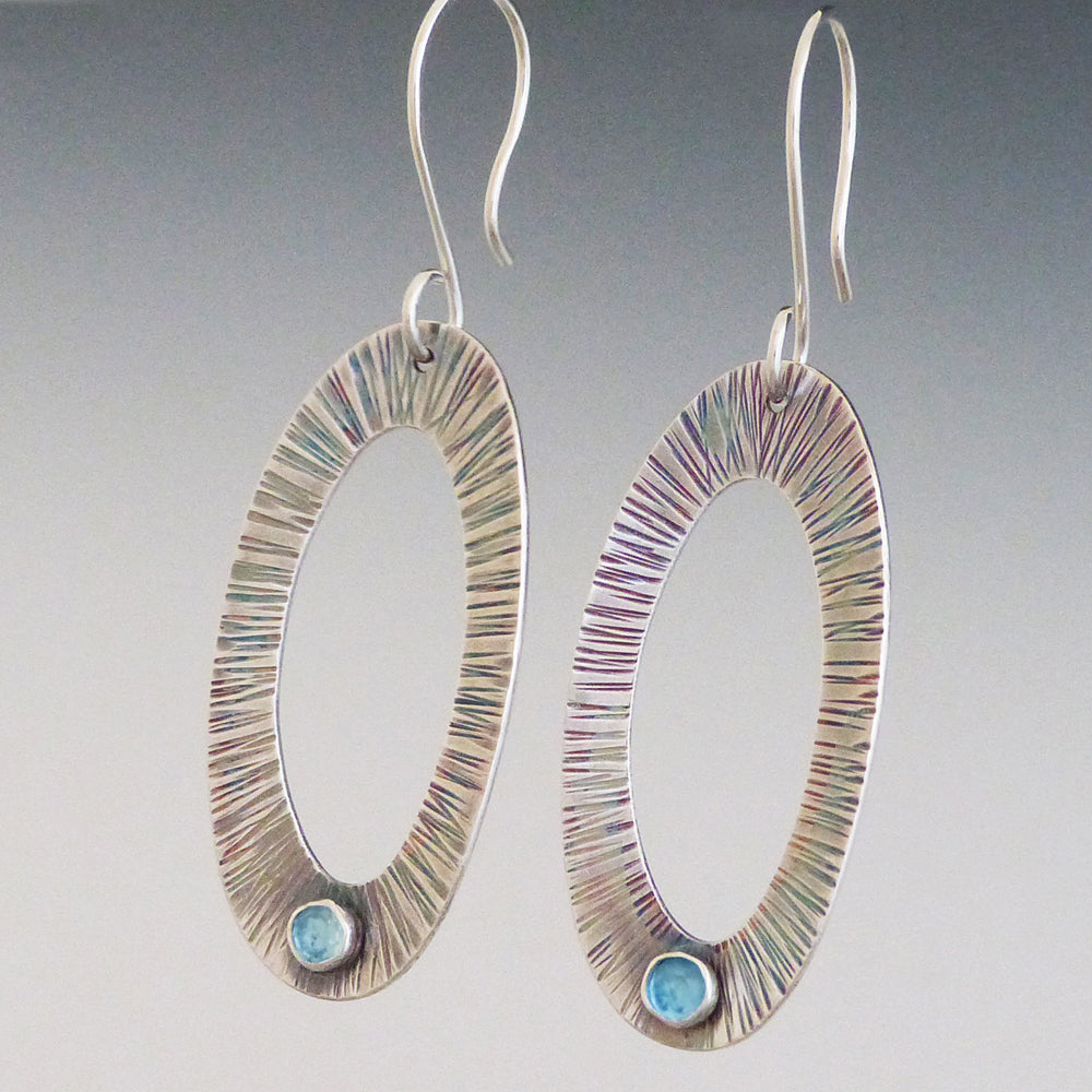 Sterling Silver hammered Topaz Earrings