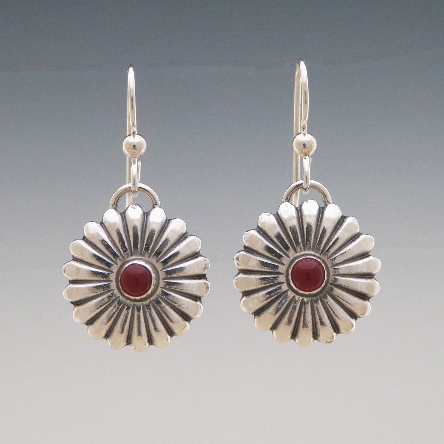 Orange Carnelian Concho Style Earrings