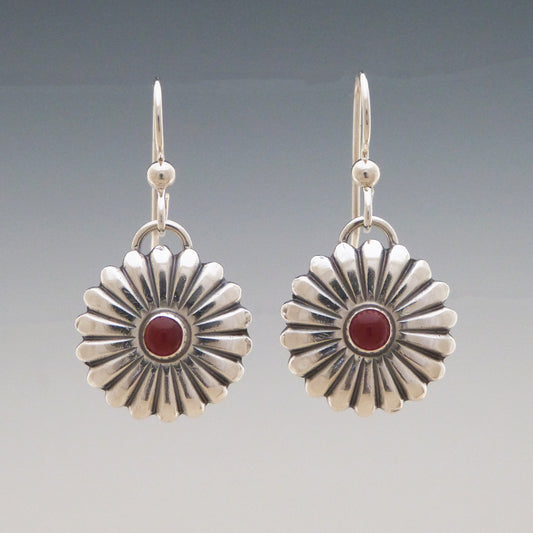 Orange Carnelian Concho Style Earrings