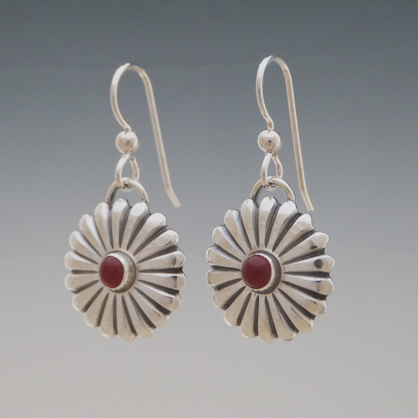 Orange Carnelian Concho Style Earrings