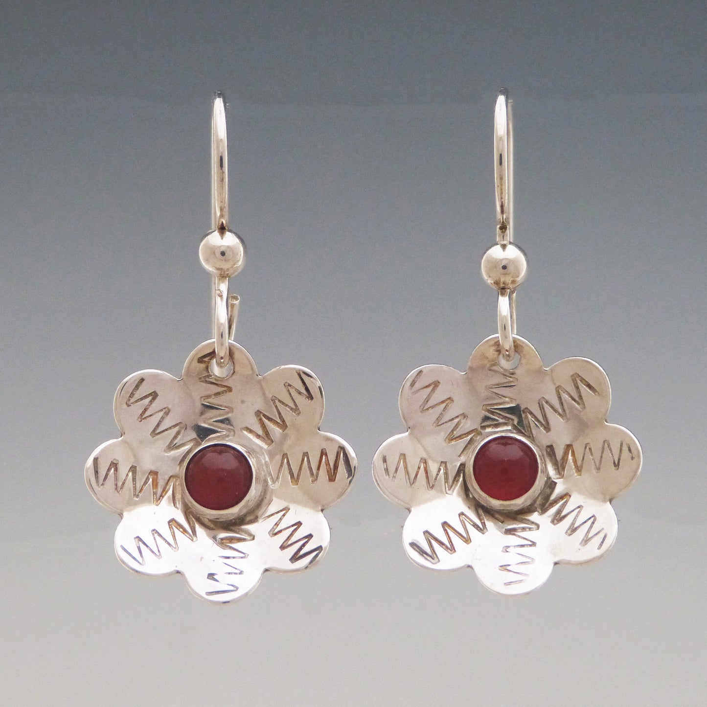 Carnelian Gemstone Flower Earrings