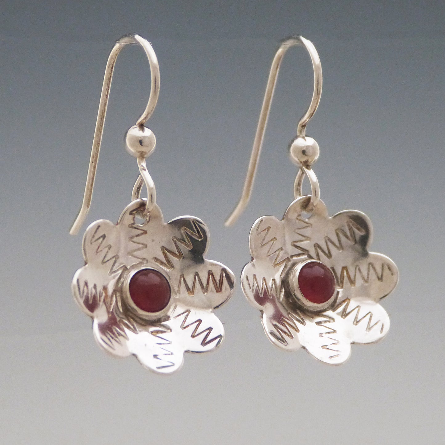 Carnelian Gemstone Flower Earrings