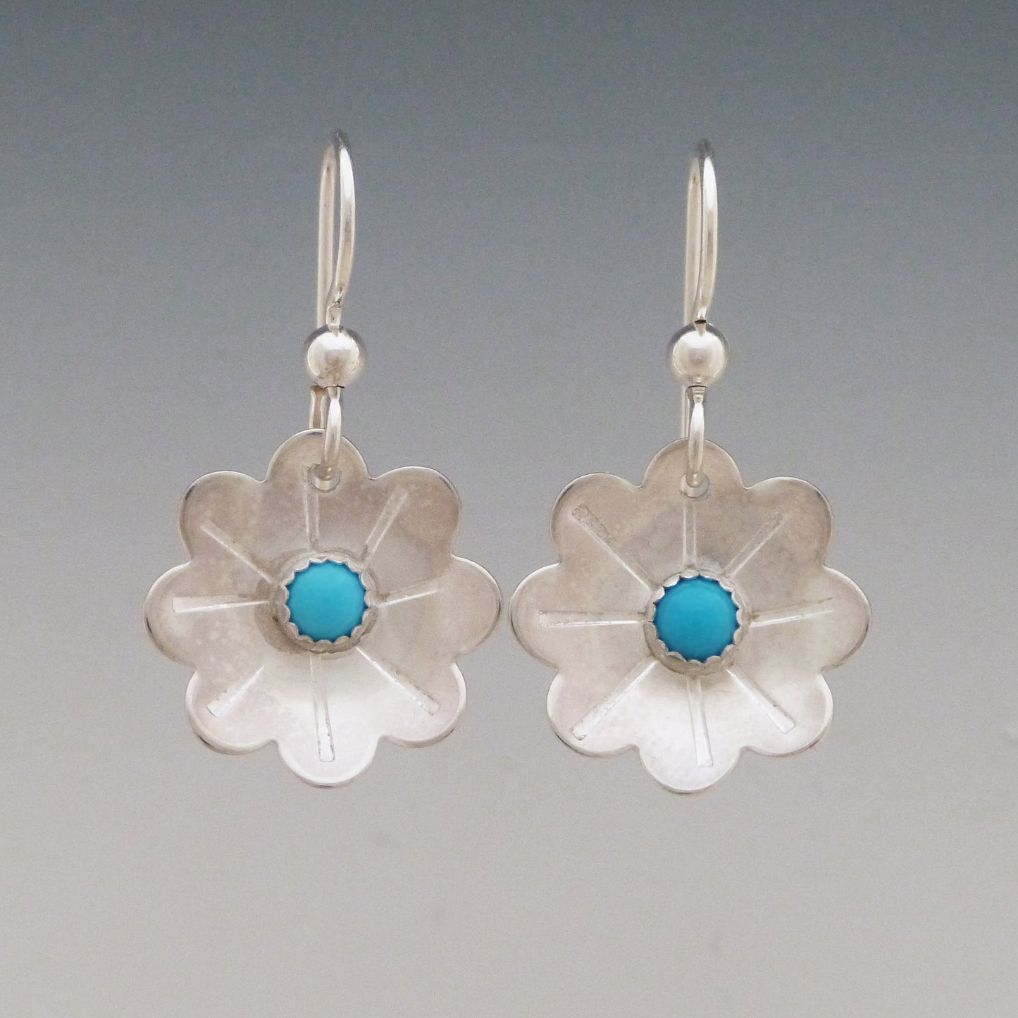 Turquoise Gemstone Flower Earrings