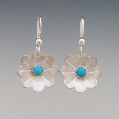 Turquoise Gemstone Flower Earrings
