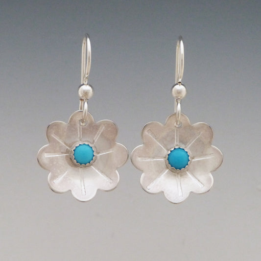 Turquoise Gemstone Flower Earrings