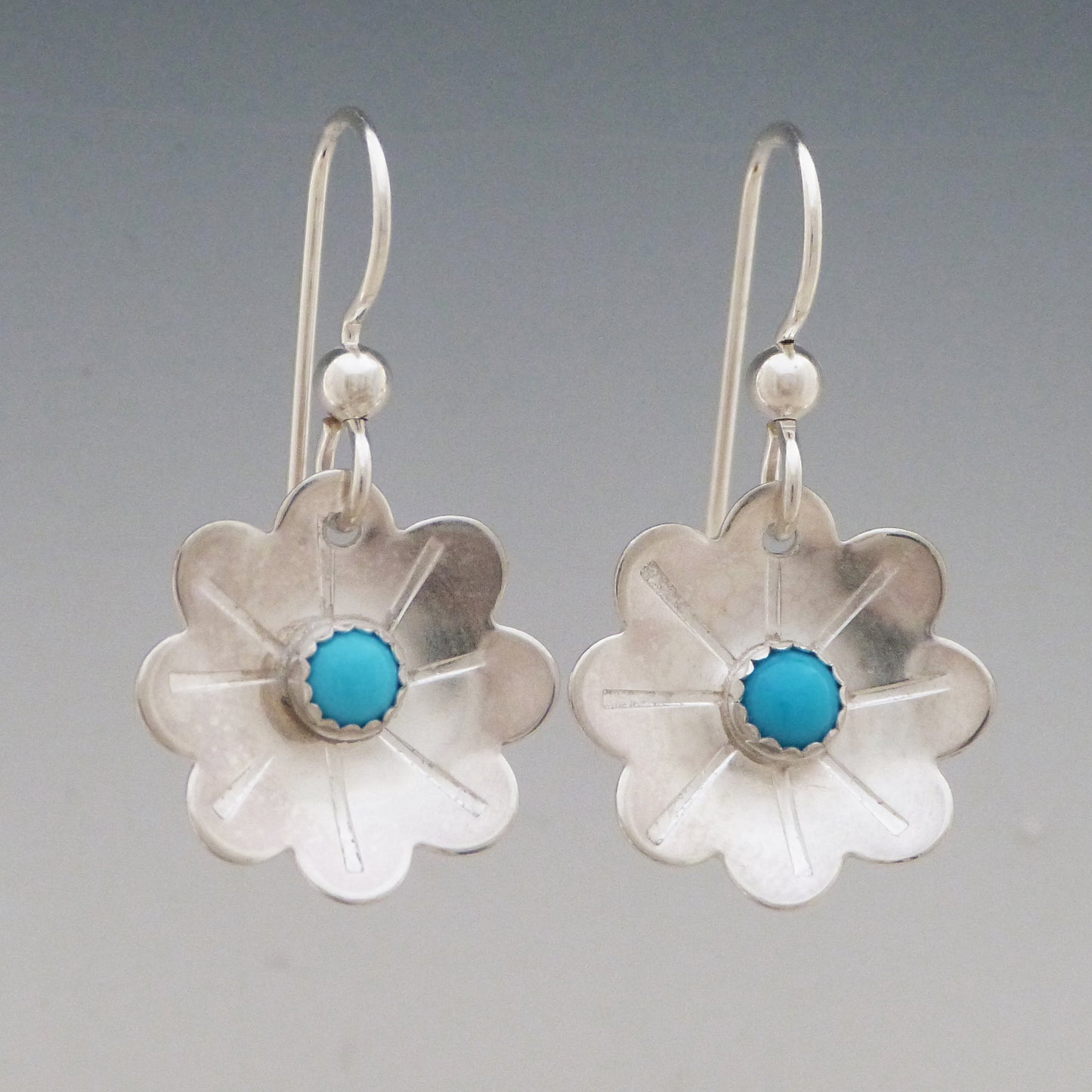 Turquoise Gemstone Flower Earrings