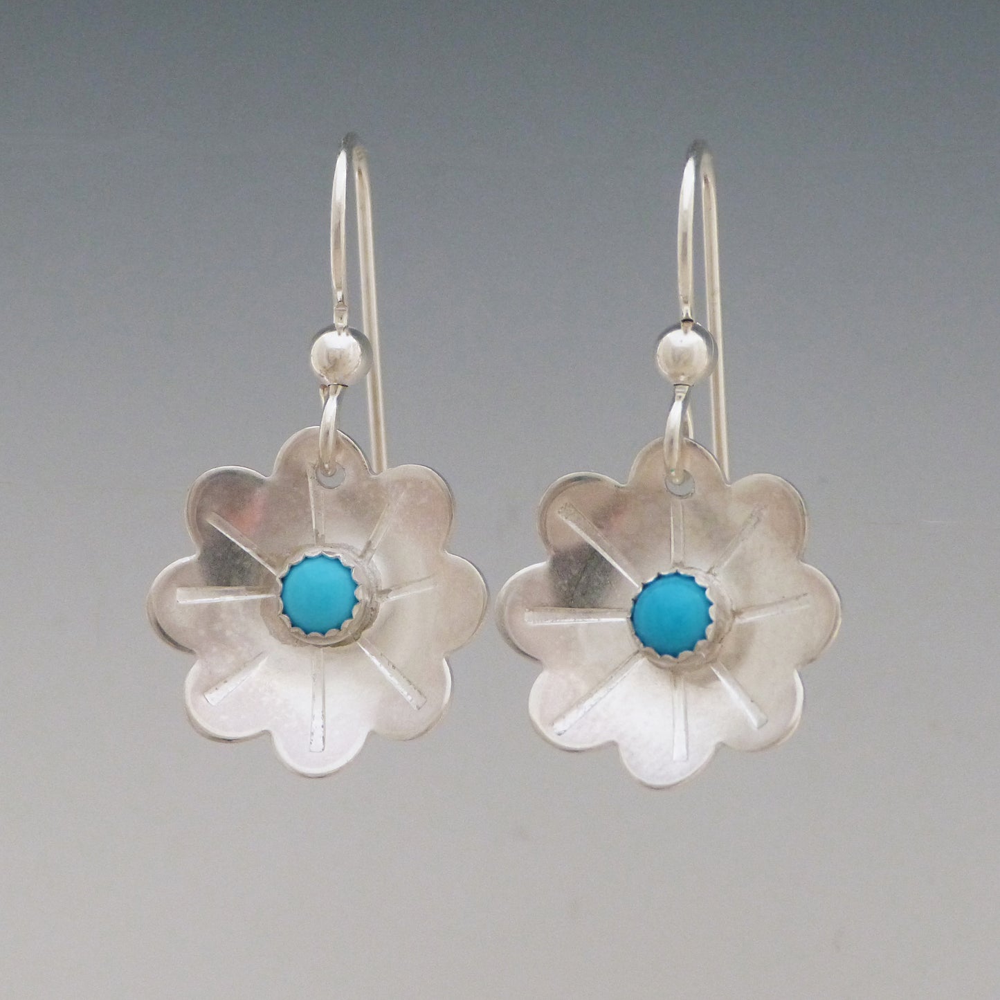 Turquoise Gemstone Flower Earrings