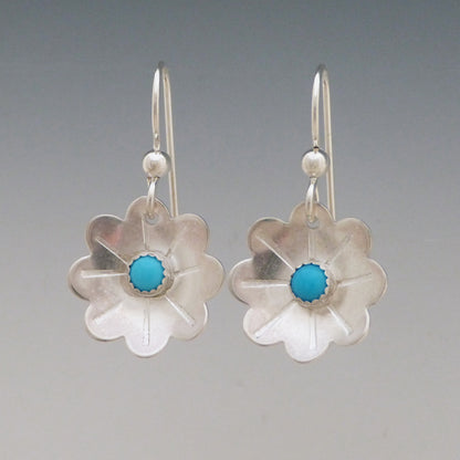 Turquoise Gemstone Flower Earrings