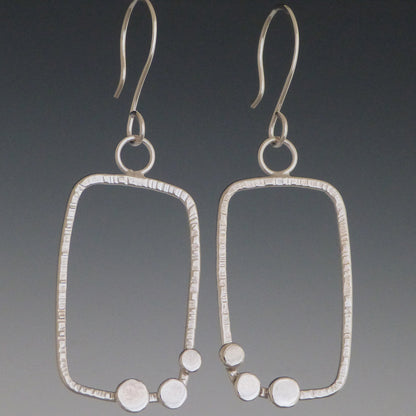 Forged Sterling Silver Triple Dot Earrings