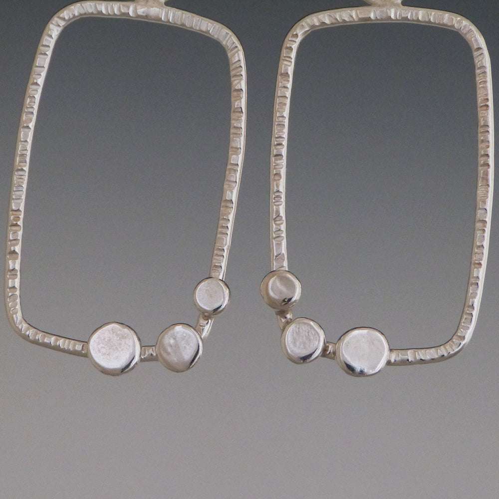 Forged Sterling Silver Triple Dot Earrings