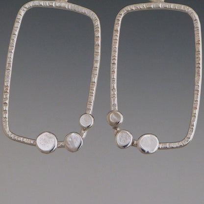Forged Sterling Silver Triple Dot Earrings