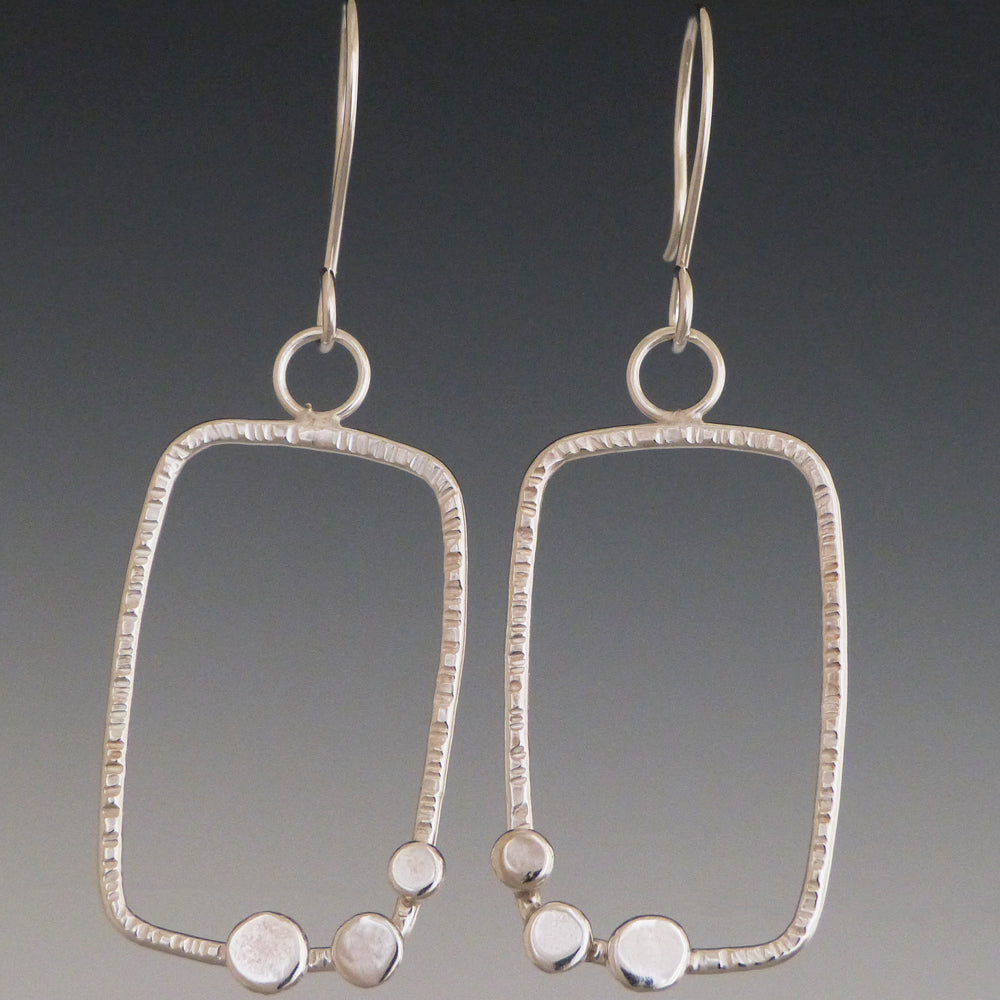 Forged Sterling Silver Triple Dot Earrings