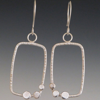 Forged Sterling Silver Triple Dot Earrings