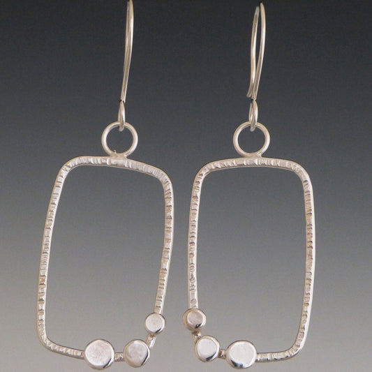 Forged Sterling Silver Triple Dot Earrings