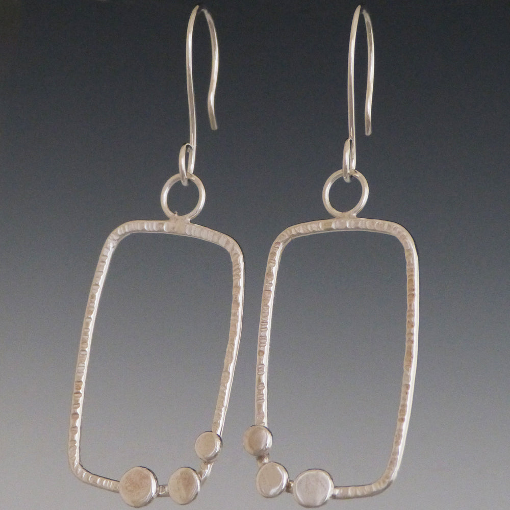 Forged Sterling Silver Triple Dot Earrings