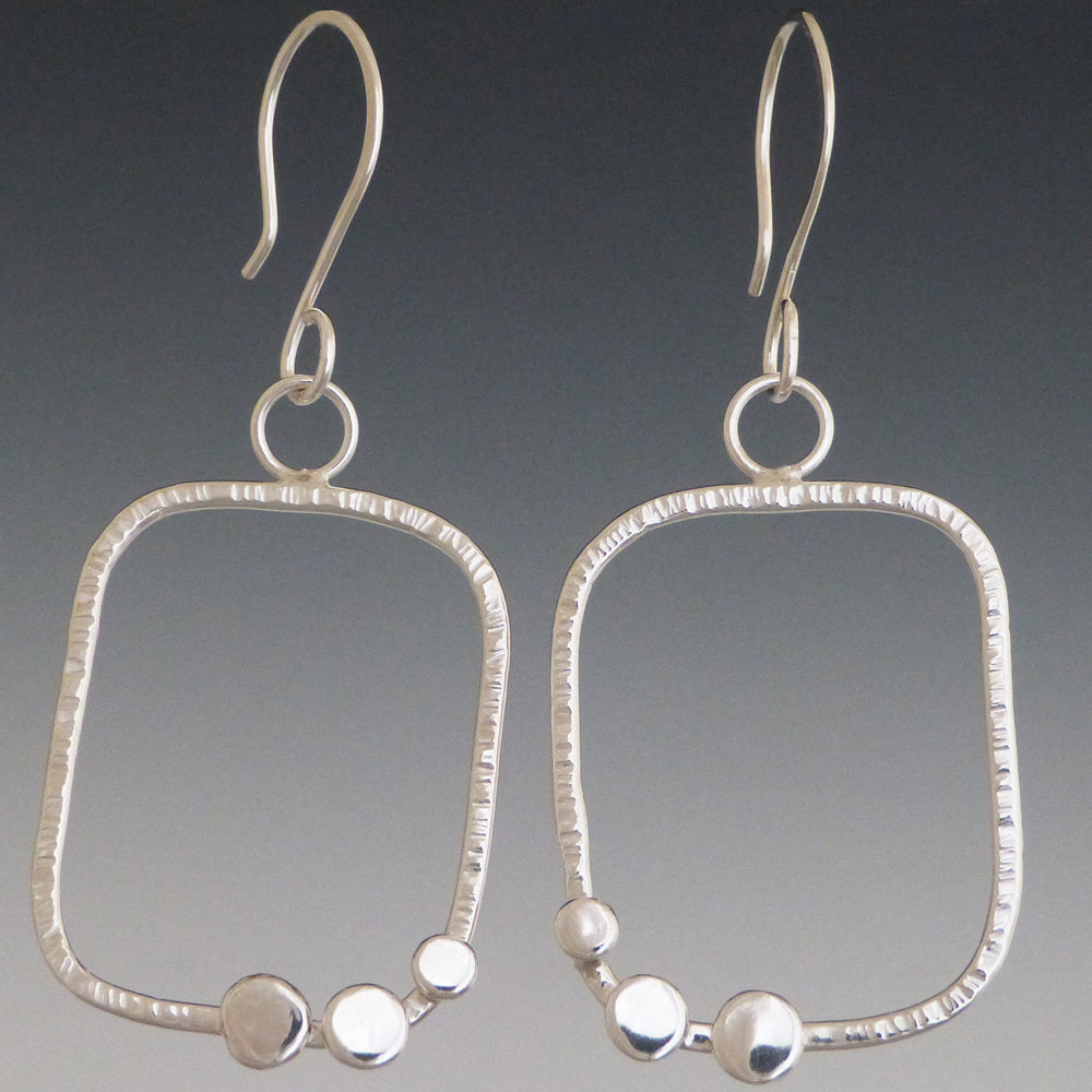 Sterling Silver Hammered Dot Square Earrings
