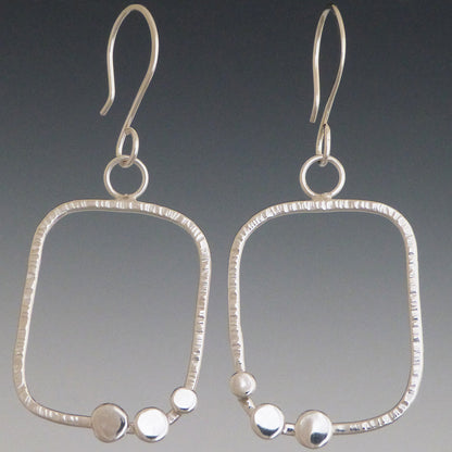 Sterling Silver Hammered Dot Square Earrings