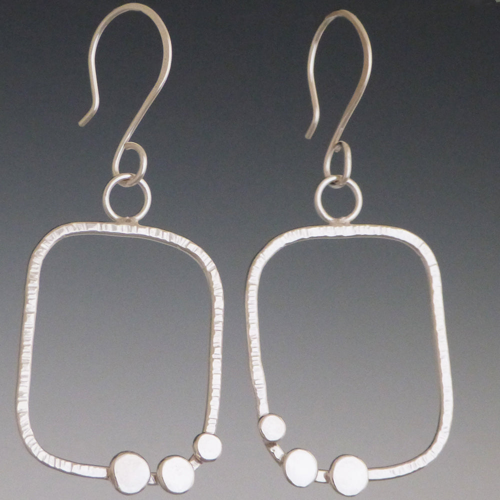 Sterling Silver Hammered Dot Square Earrings